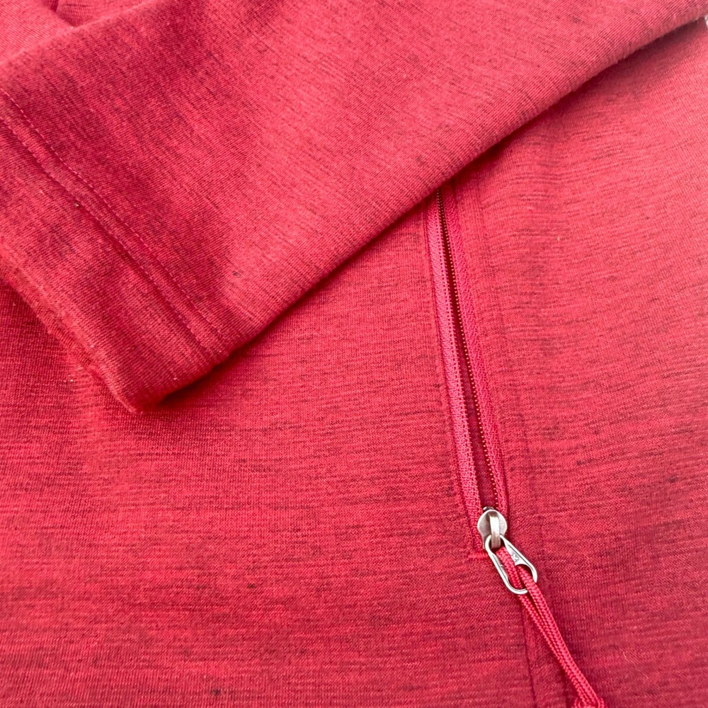 The North Face Mens Red Heather Full Zip Fleece Jacket Size S Small Mock Neck - Picture 3 of 8